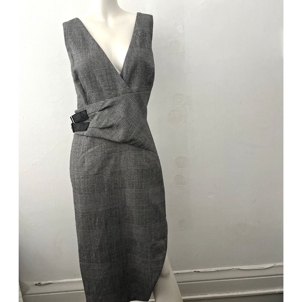 Altuzarra Plaid Dress Sz M Wool Blend Belted Corporate Business Girl boss Italy